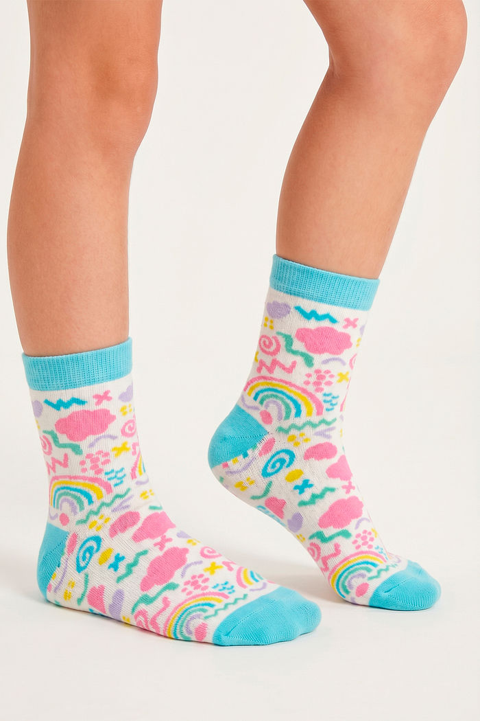 Meia cano curto rainbow