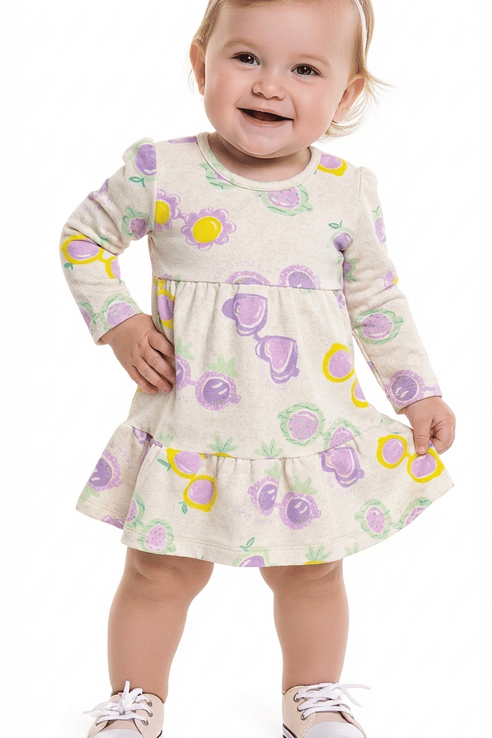 Vestido óculos em molecotton linho