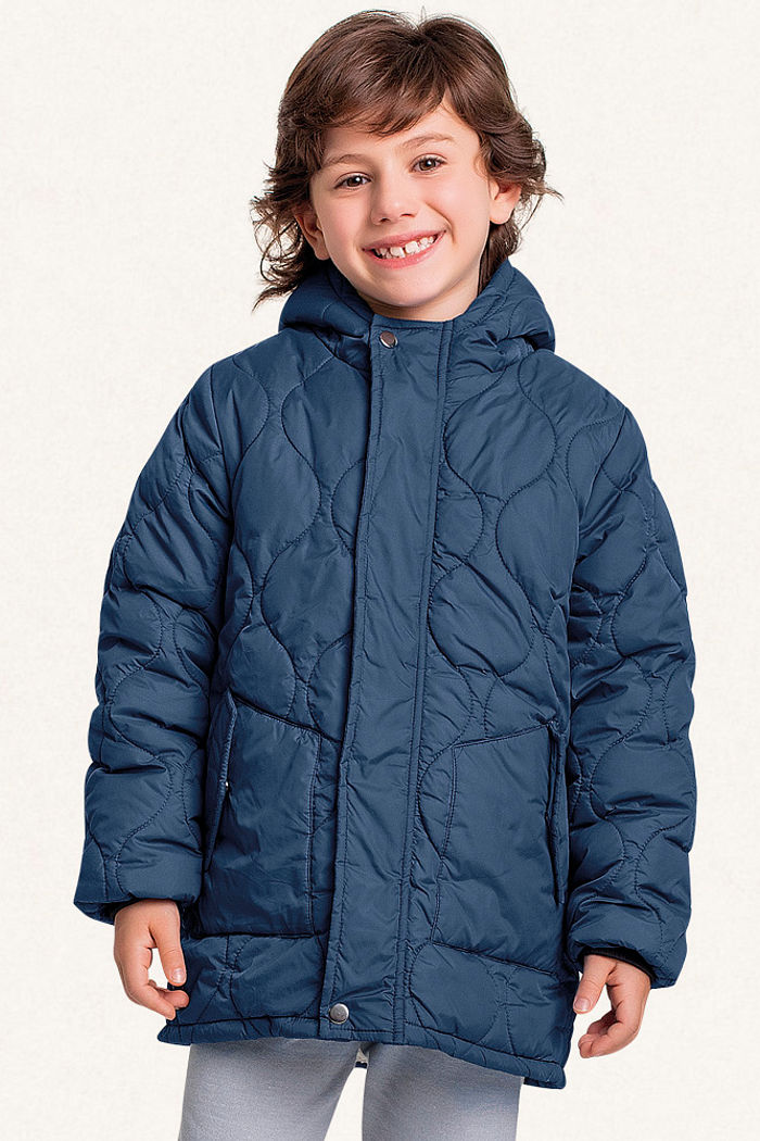 Jaqueta puffer com capuz forrado com pelo