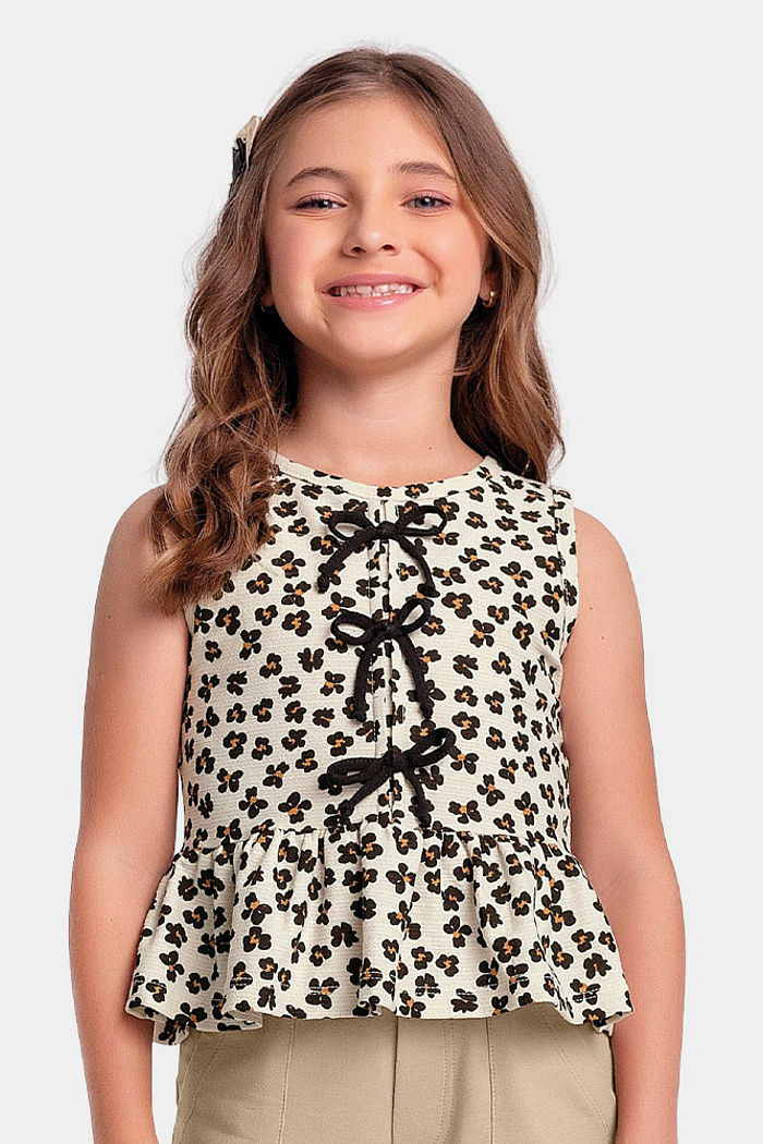 Regata em malha florence animal print com laços