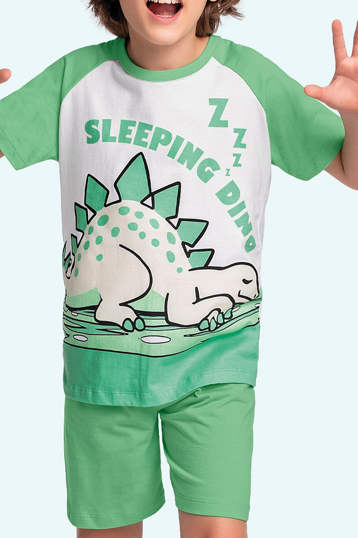 Conjunto pijama camiseta e bermuda dino
