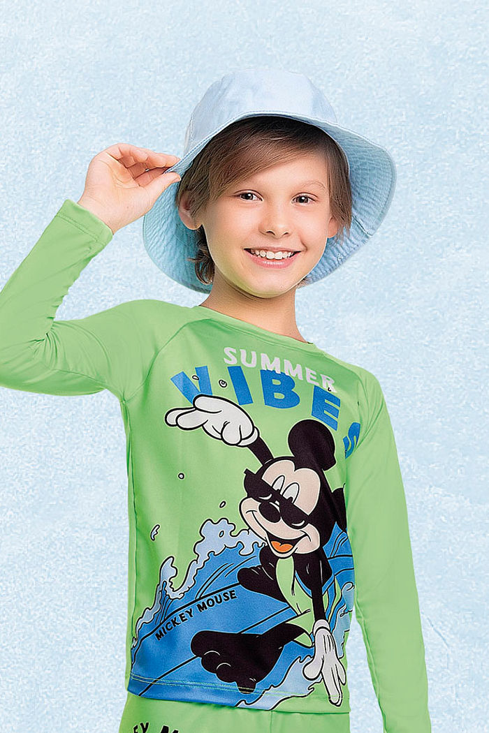 Camiseta manga longa em cotton poliéster Mickey