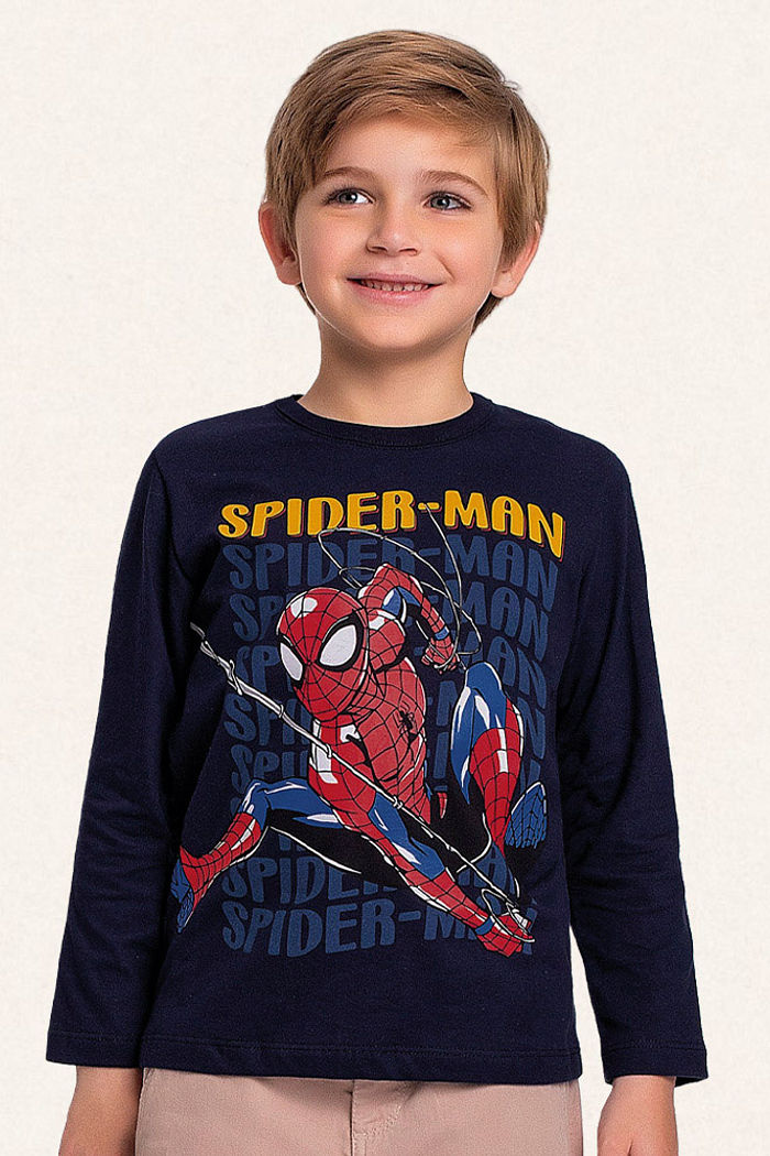 Camiseta manga longa em meia malha Spider-man
