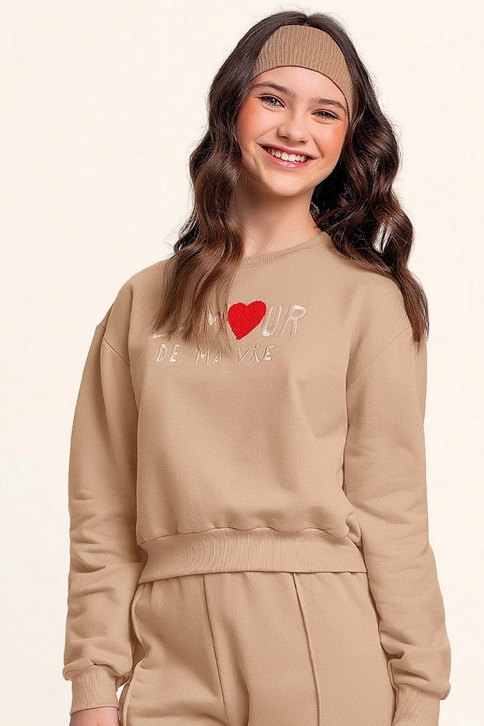 Conjunto blusão e calça lamour em moletom