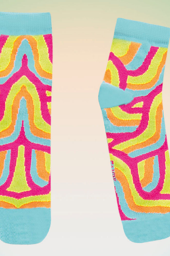 Meia cano curto listras groovy