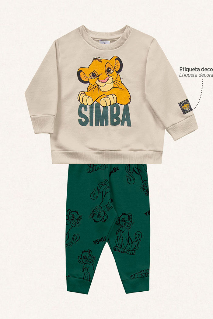 Conjunto blusão e calça em moletom Simba
