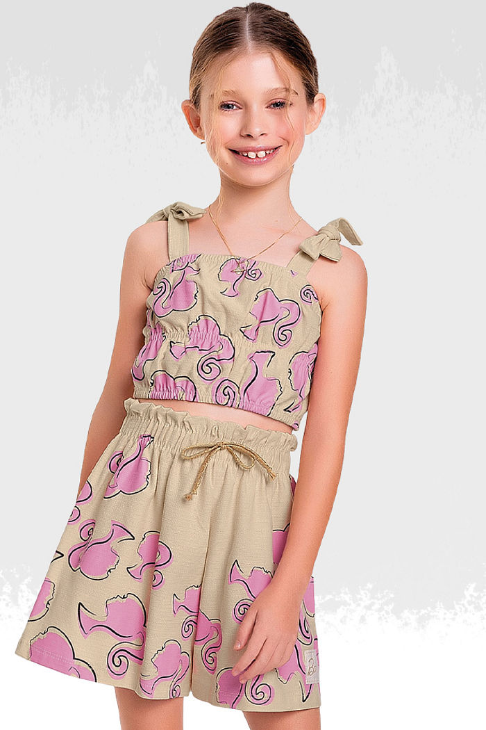 Conjunto regata e short em malha florence barbie