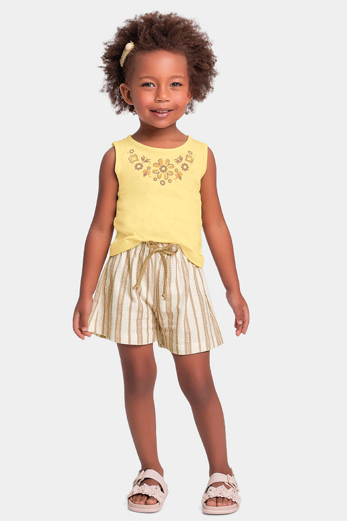 Conjunto regata e short com cadarço decorativo