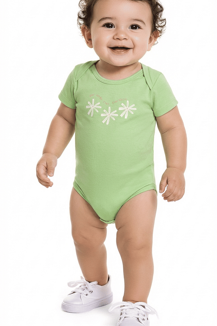 Body manga curta em suedine com estampa floral