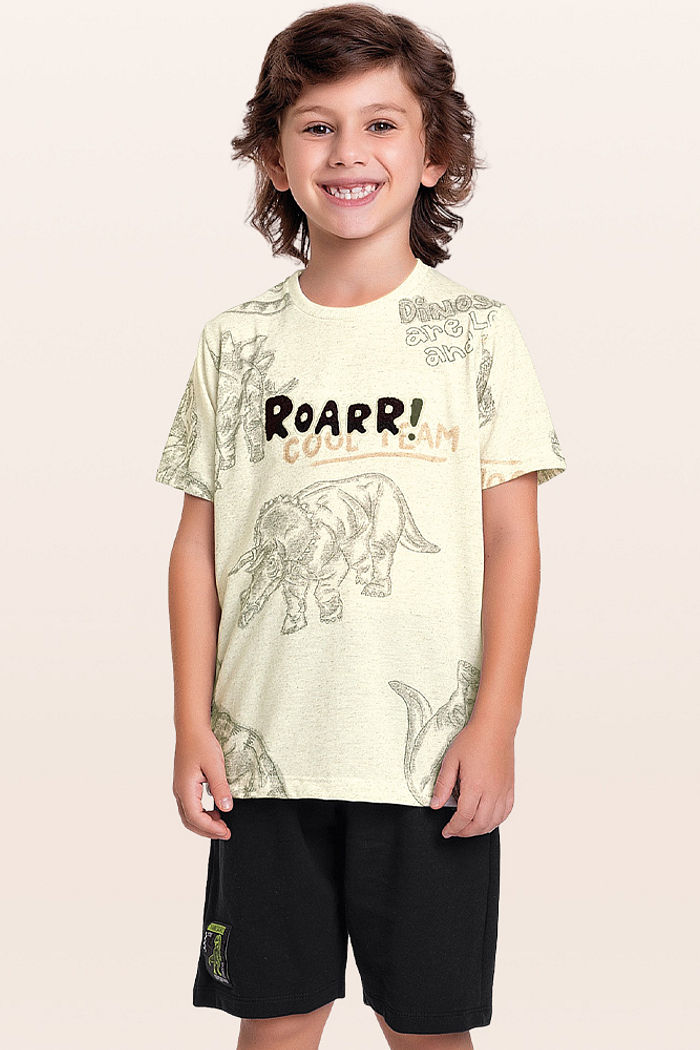 Conjunto camiseta e bermuda dinossauro