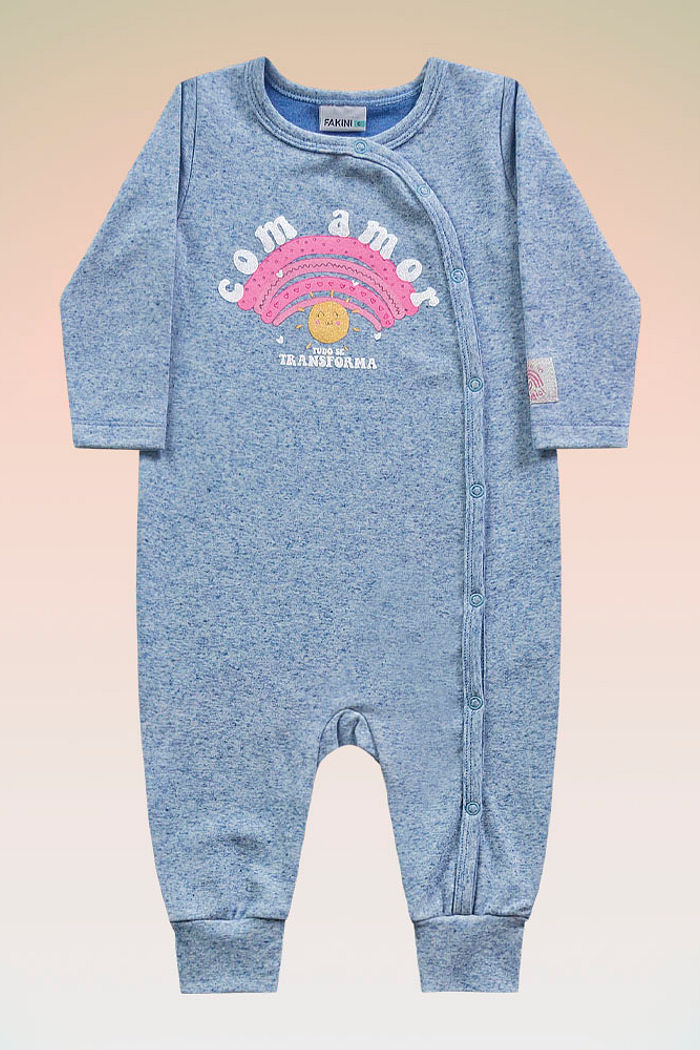 Macacão manga longa em molecotton linho