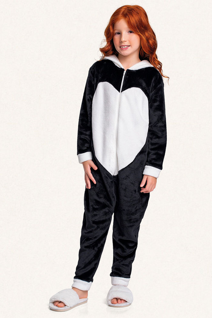 Kigurumi panda em tecido fleece