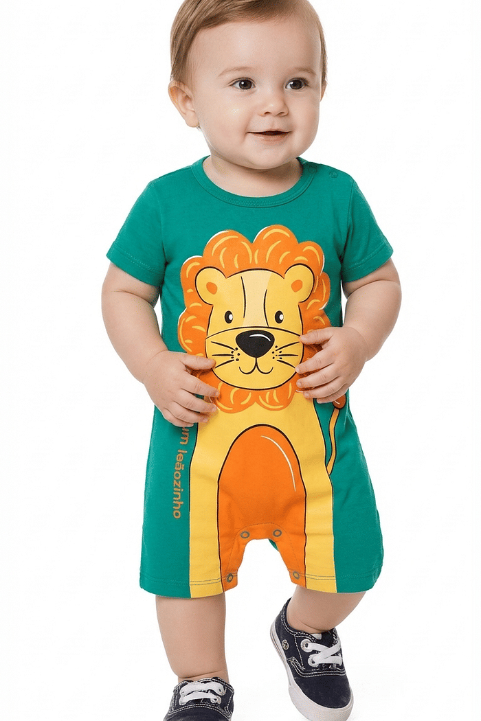 Macacão com botão de pressão bichinhos