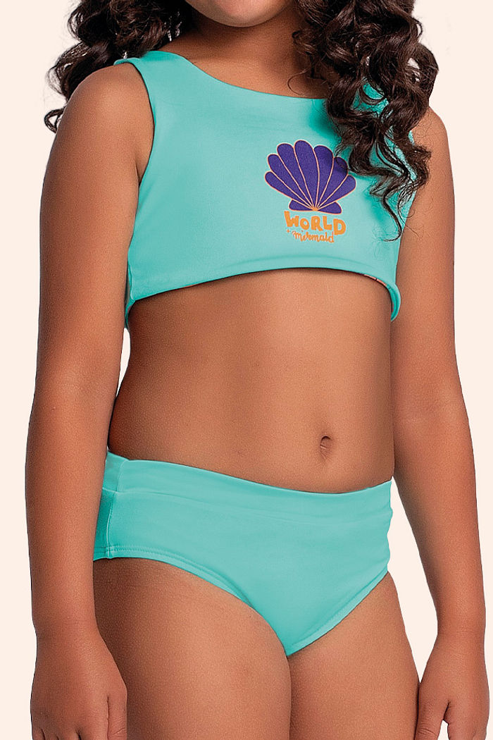 Conjunto biquíni top dupla face sublimado e calcinha com forro em cotton poliéster