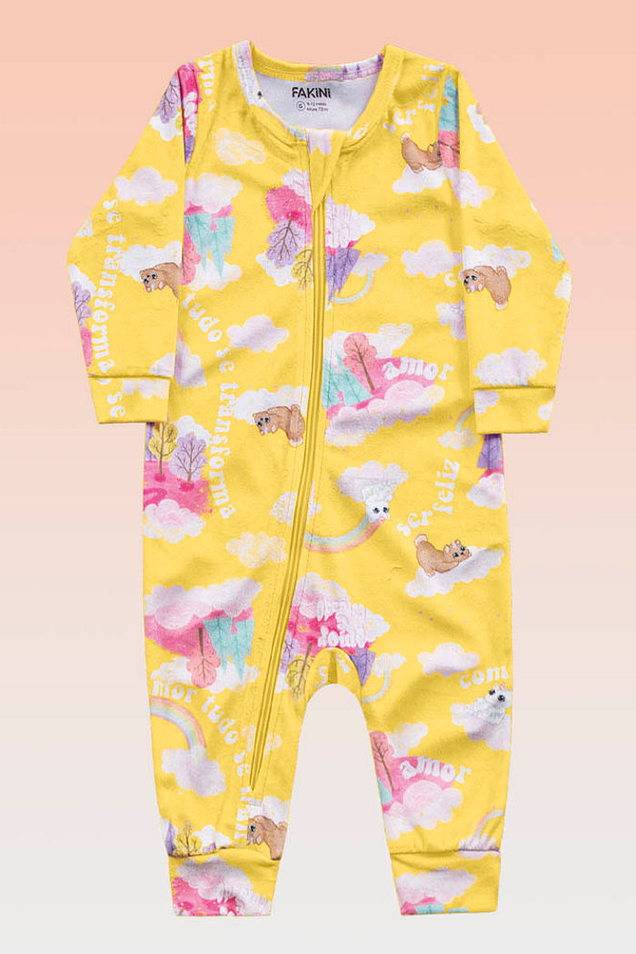 Macacão manga longa em plush poly