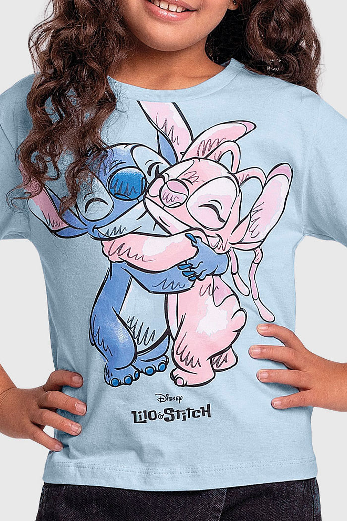 Blusa em meia malha Lilo e Stitch