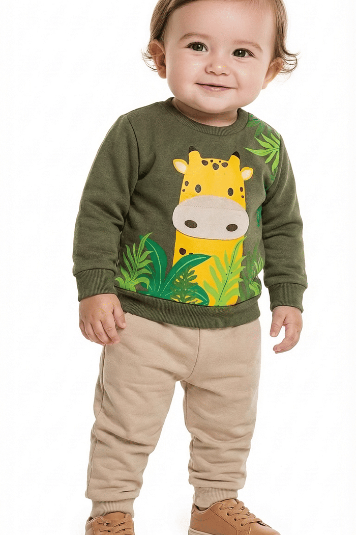 Conjunto blusão em moletom molinê e calça em moletom