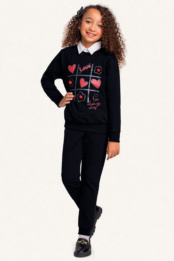 Conjunto blusão e calça em moletom love