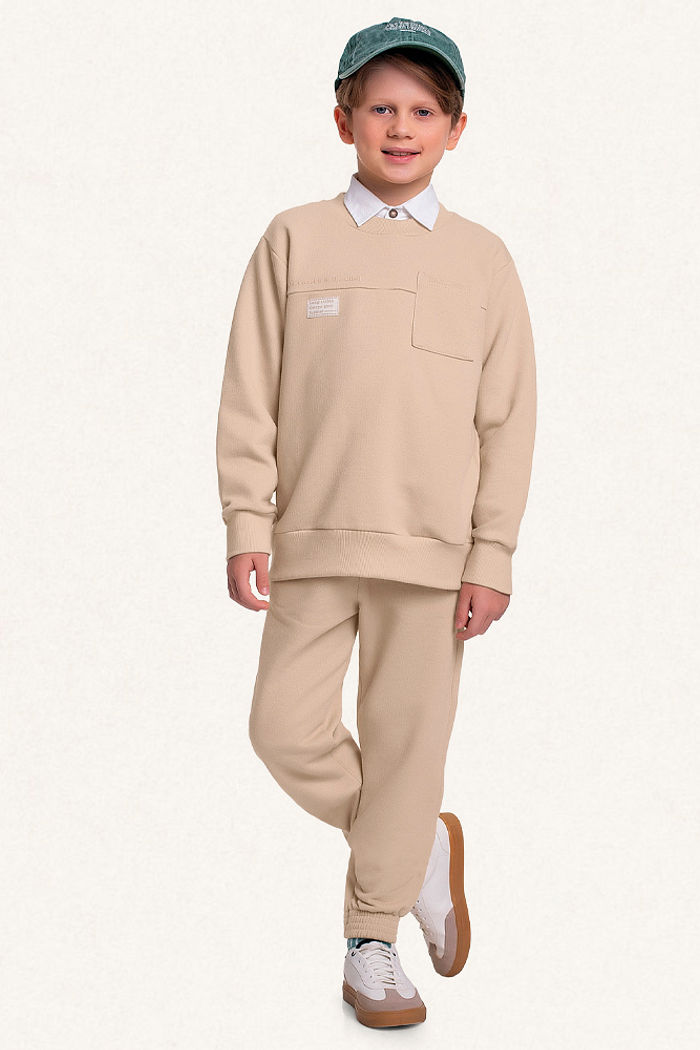 Conjunto blusão e calça em moletom piquet com bolso