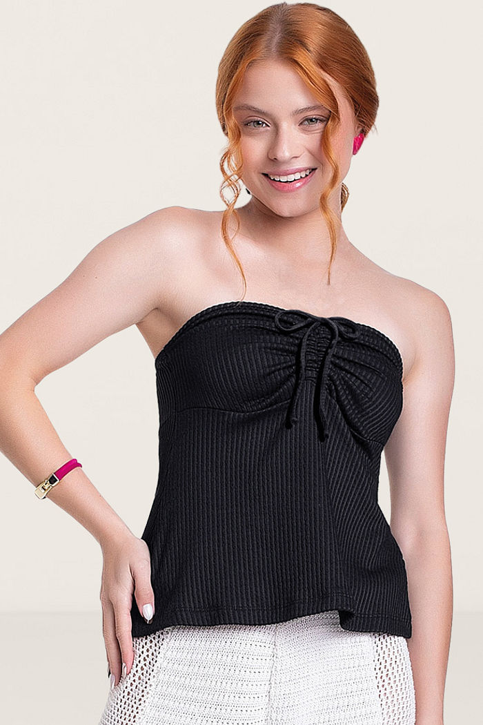 Blusa com amarração ajustavel em malha candy