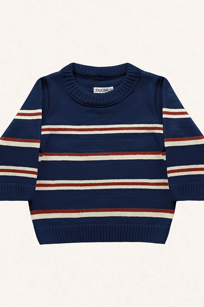 Casaco fechado listras em tricot