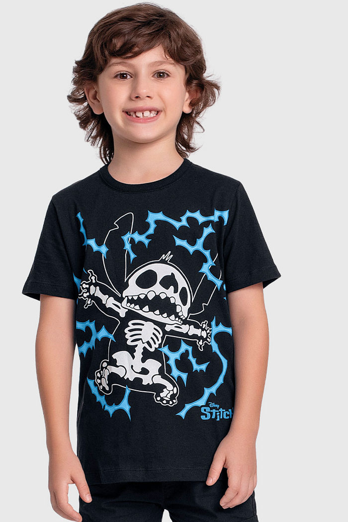 Camiseta em meia malha choque Stitch