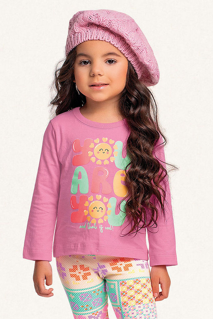 Conjunto blusa manga longa em meia malha e legging em cotton leve sol