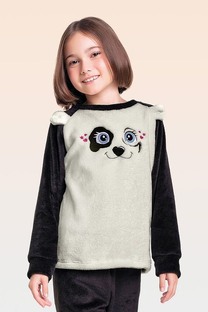 Conjunto pijama blusão e calça em fleece