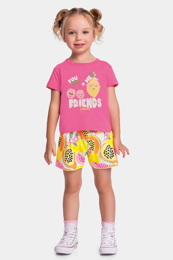Conjunto blusa e short de frutas