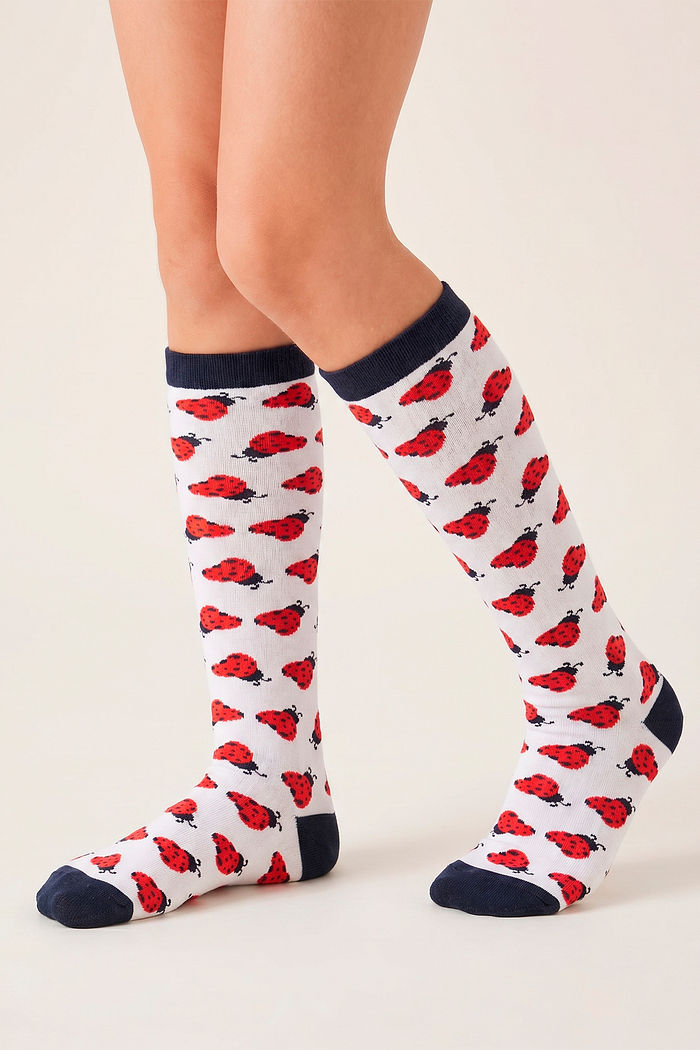 Meia 3/4 mini joaninhas