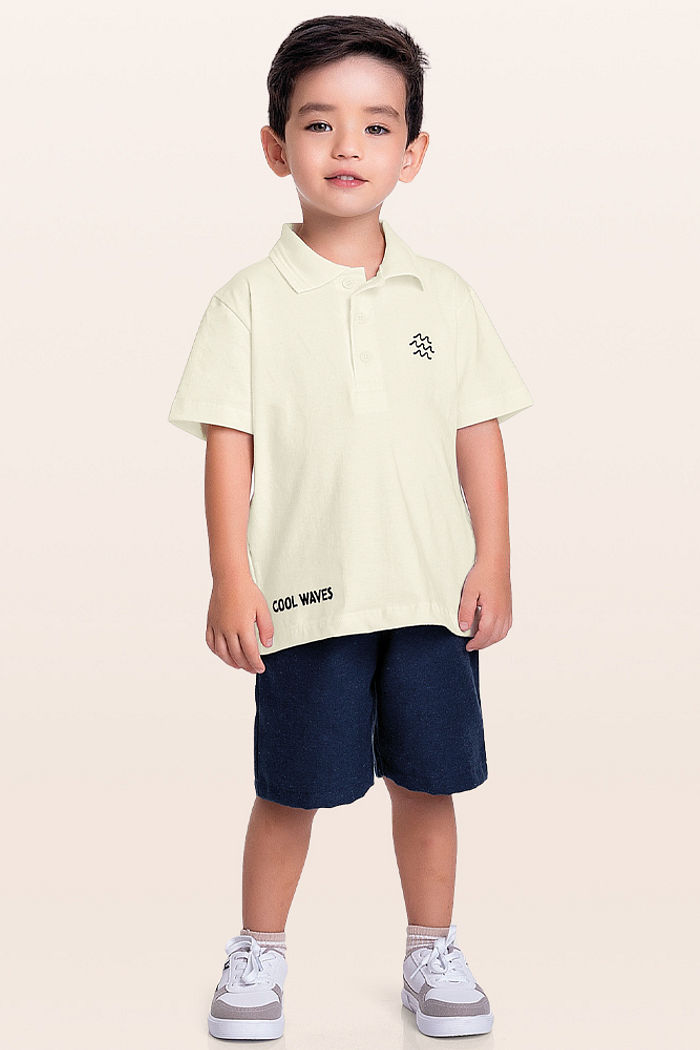 Conjunto camisa polo e bermuda cool waves