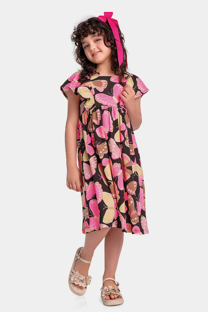 Vestido com estampa de borboletas