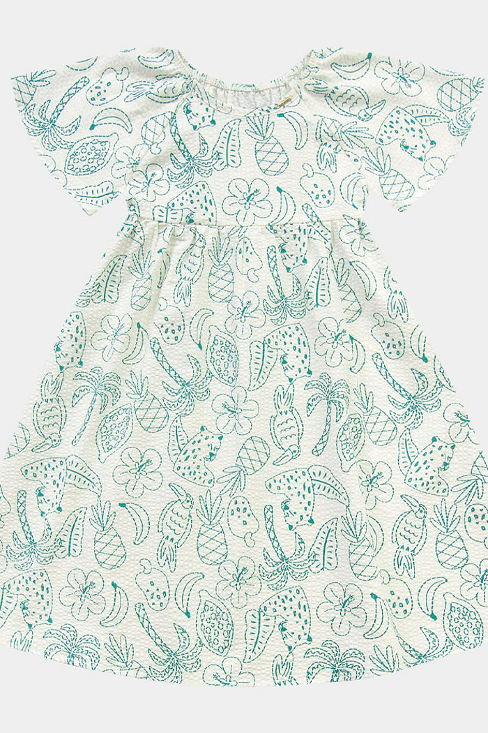 Vestido tropicana em tecido anaruga liso