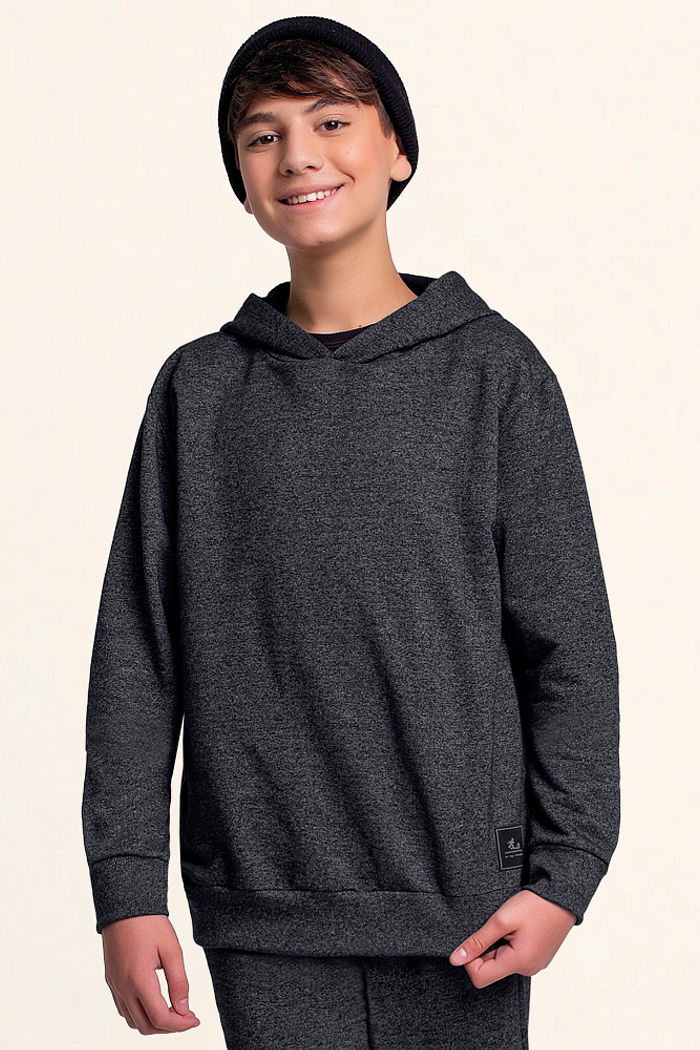 Conjunto blusão com capuz e calça em moletom molinê street