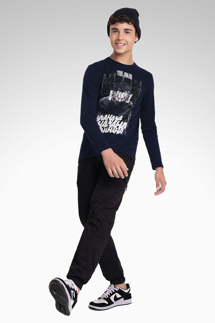 Camiseta manga longa em meia malha batman