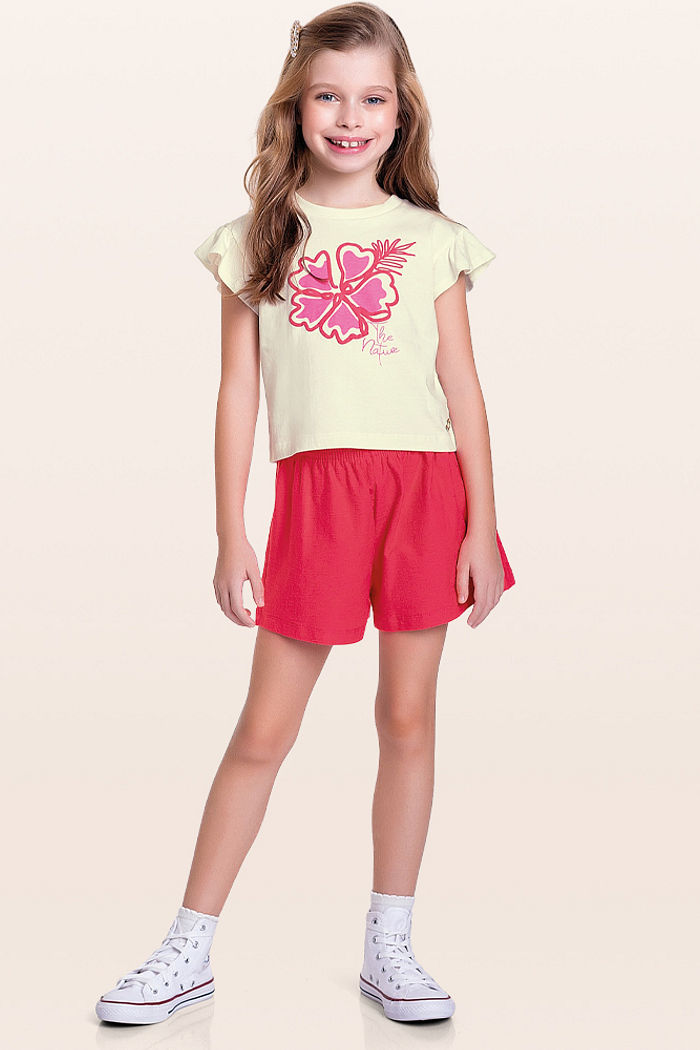 Conjunto blusa e short flor