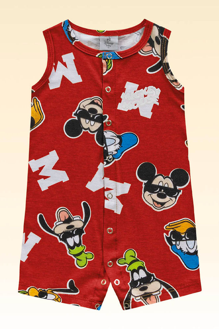 Macacão em meia malha mickey e amigos