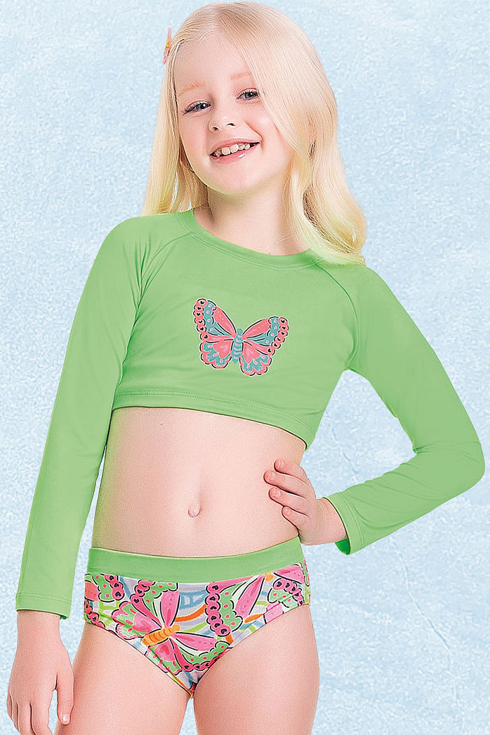 Conjunto blusa manga longa, top e calcinha com forro em cotton poliéster