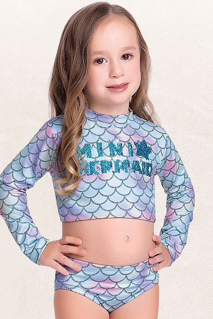 Conjunto blusa manga longa e calcinha praia sereia