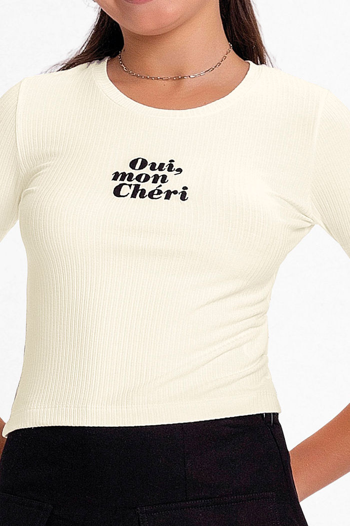 Blusa em ribana 5x3 oui mon chéri