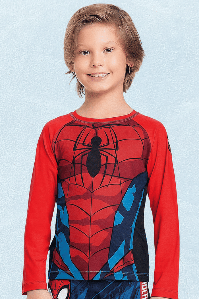 Camiseta manga longa em cotton poliéster Homem-aranha
