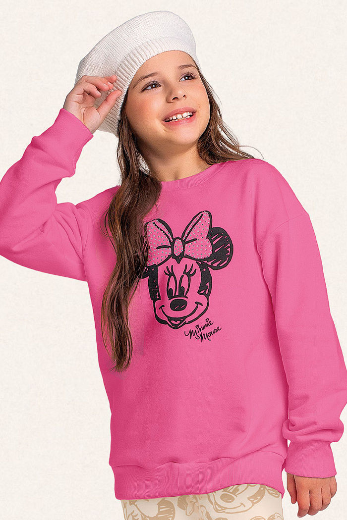 Conjunto blusão em moletom e legging em molecotton Minnie