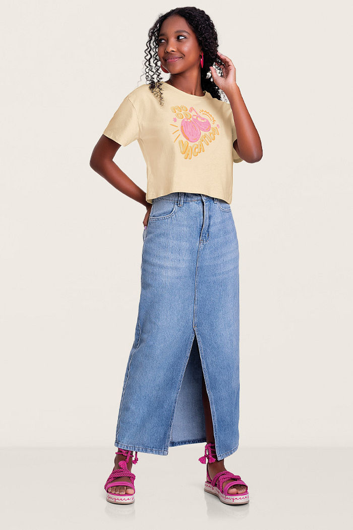 Blusa cocos em meia malha tropical