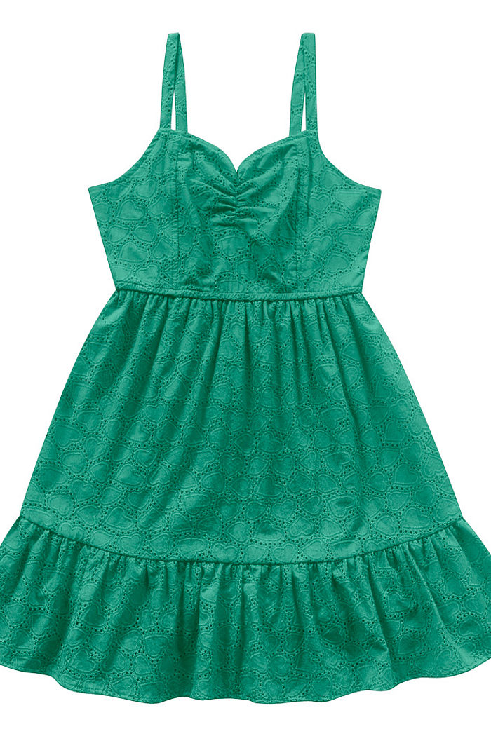 Vestido juvenil feminino estampa corações com lastex