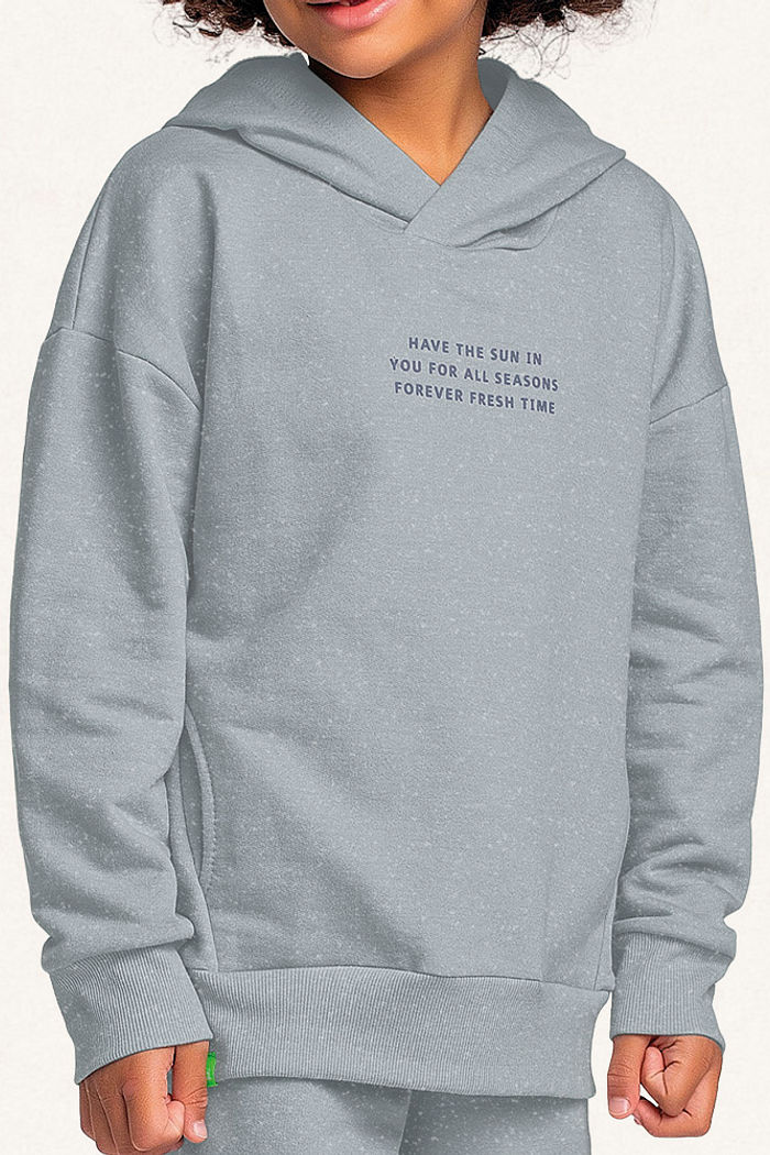 Conjunto blusão com capuz e calça em moletom molinê