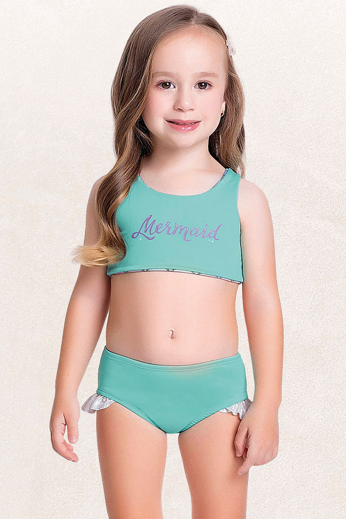 Conjunto biquíni top e calcinha dupla face sereia