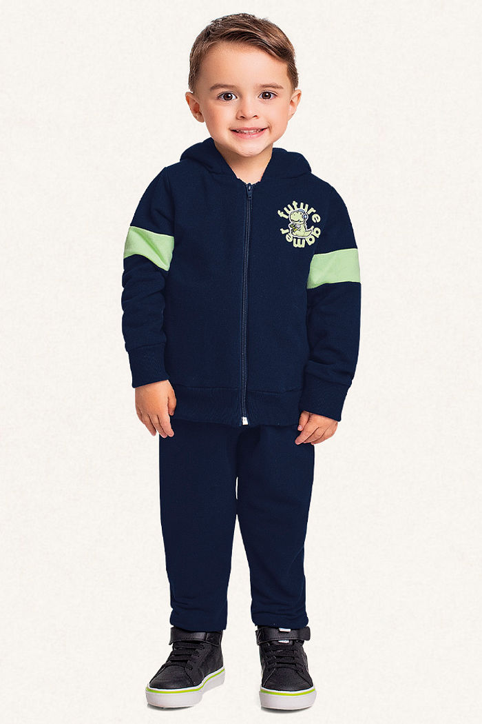 Conjunto jaqueta com capuz e calça em moletom future