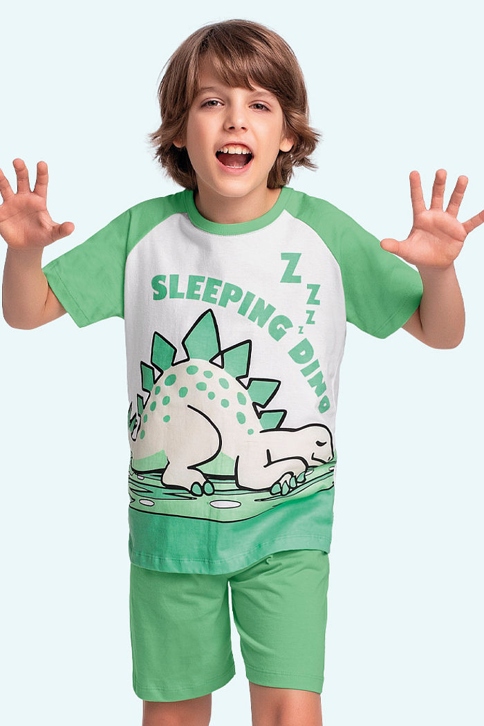 Conjunto pijama camiseta e bermuda dino
