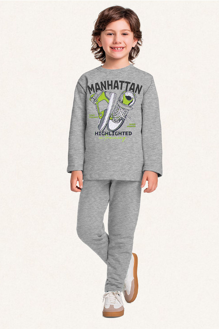 Conjunto blusão e calça em moletom manhattan