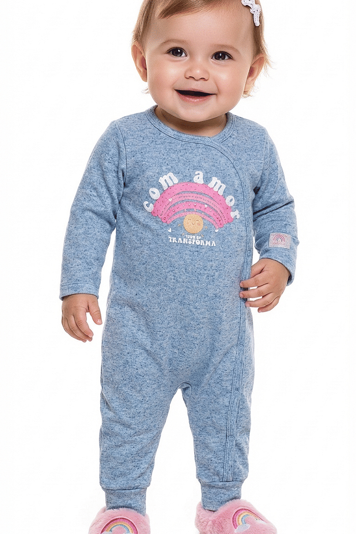 Macacão manga longa em molecotton linho